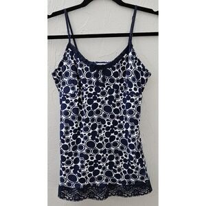 American‎ Eagle Y2K 2000s Lace Trim Cami Tank Top Navy Blue Women's Size Medium